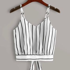 SHEIN Striped Tie Back Crop Cami Top